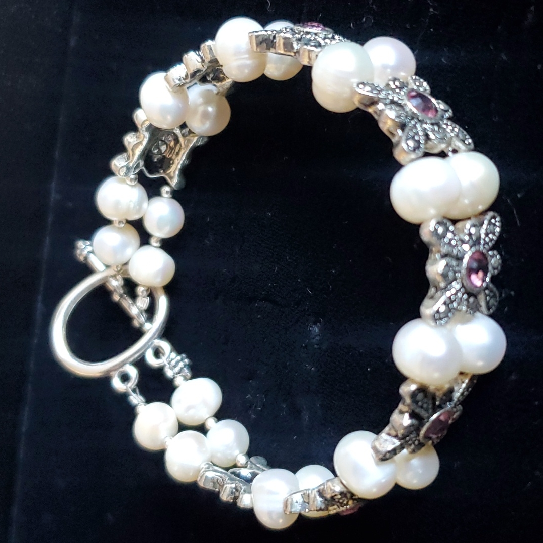 Pearls And Silver Bracelet.